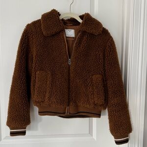 Bershka Brown Teddy Bomber Jacket